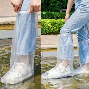 Waterproof Rain Boot Covers, Clear High-Top Shoe Protectors, 10 Pairs Pack, Disposable Slip-On Design for Outdoor Use Lightweight