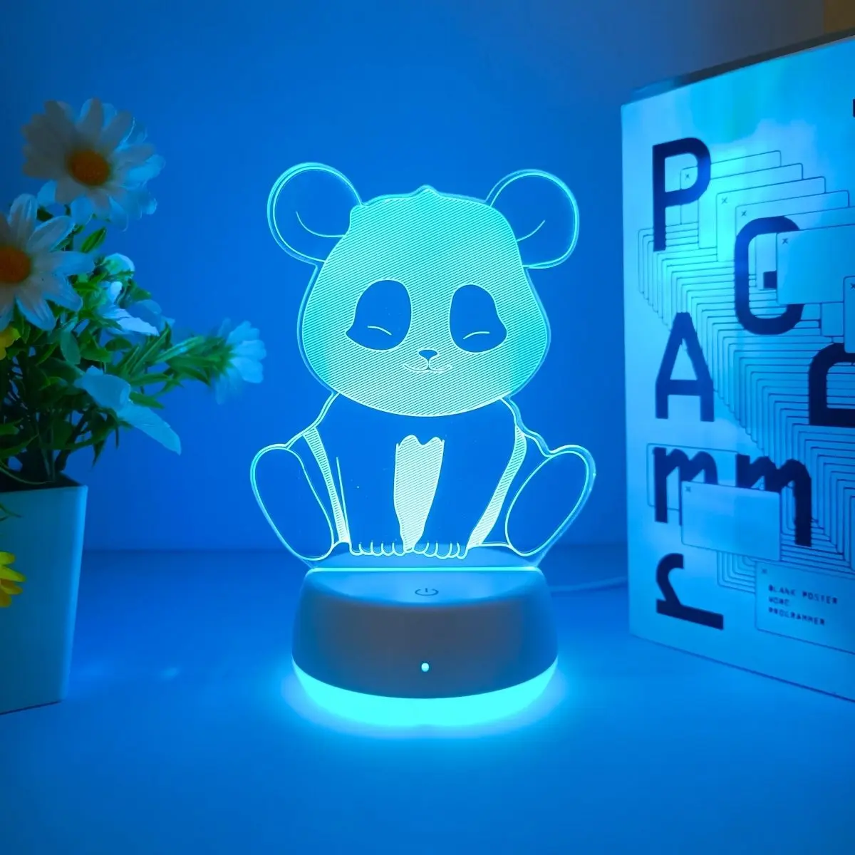 Cute Panda 7 Color 3D Night Light, USB Powered Touch Switch, LED Base, 7 Color Changes, Perfect Gift for Family and Friends, Atmosphere Light