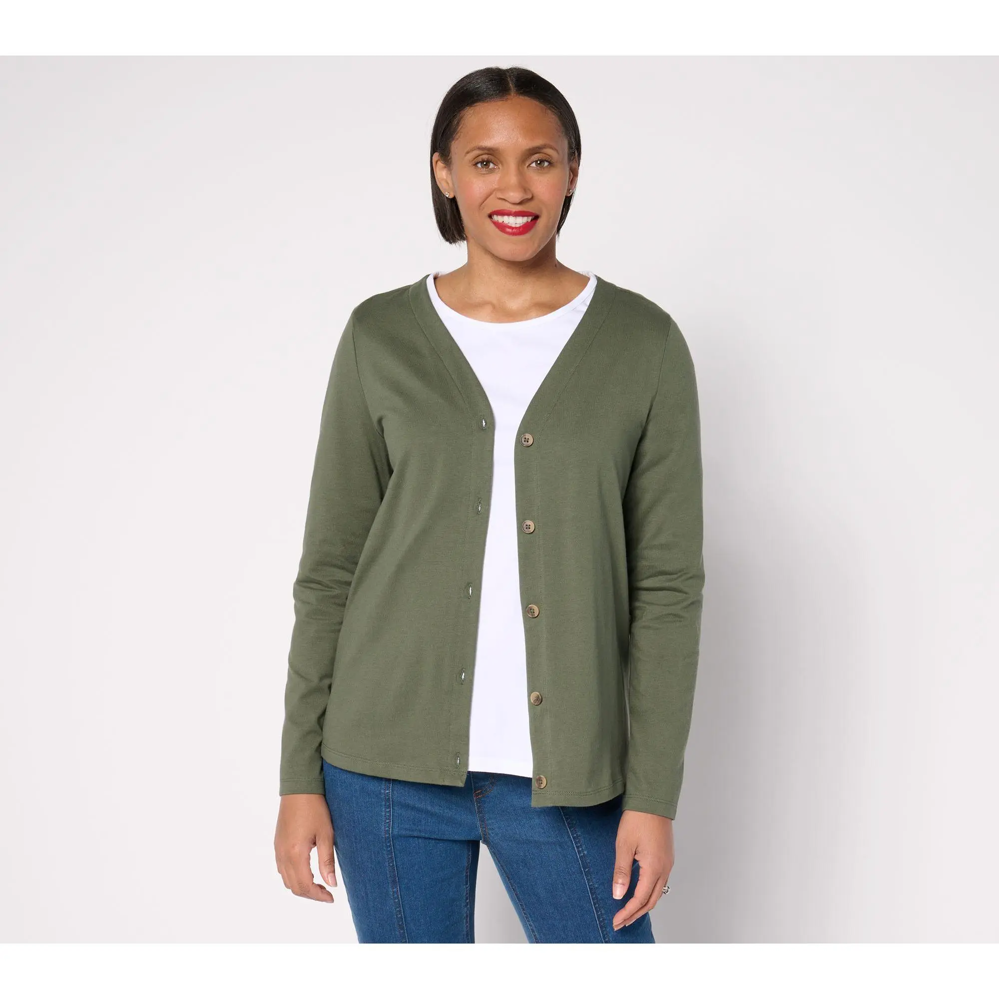 Denim & Co. Essentials Perfect Jersey Button Up Topper Cardigan