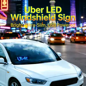 Car Windshield LED Sign for Ride Drivers - Suction Cup Mount,