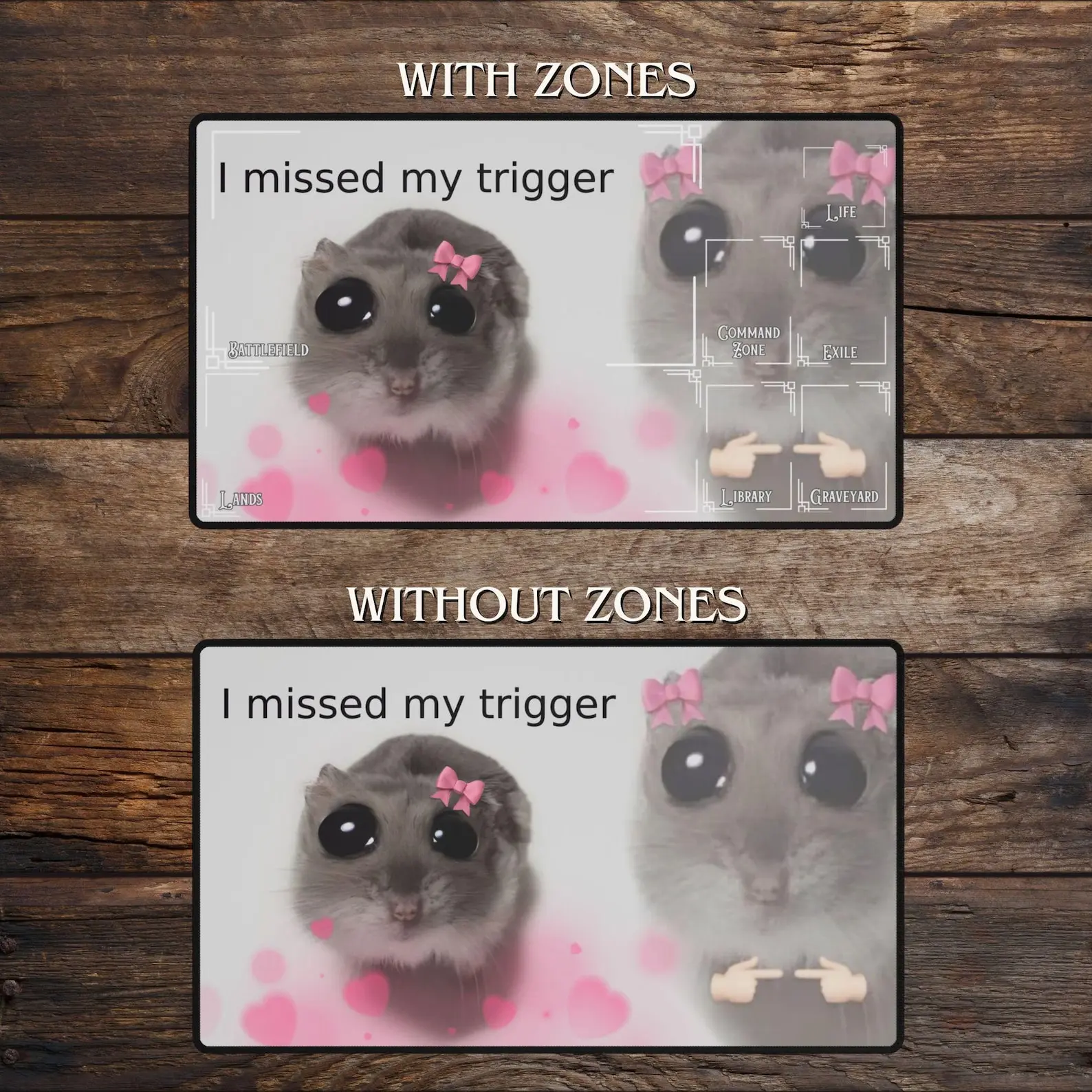 I Missed My Trigger MTG Playmat Hamster Funny Gaming Meme Desk Mat Funny Mousepad Trading Card Game Mat