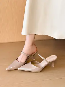Spring Autumn New Elegance Pointed Toe Stiletto High Heel Sandals, Party Ready Sexy Plain PU Leather Party Shoes, Medium Width, Less Than Ankle Height