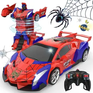Transform Spider-man RC Cars for Boys 3-15 2.4Ghz Remote Control 1:18 Scale Robot Deformation 360° Rotation Rechargeable Batteries ABS Plastic Gift Set Kids Toy
