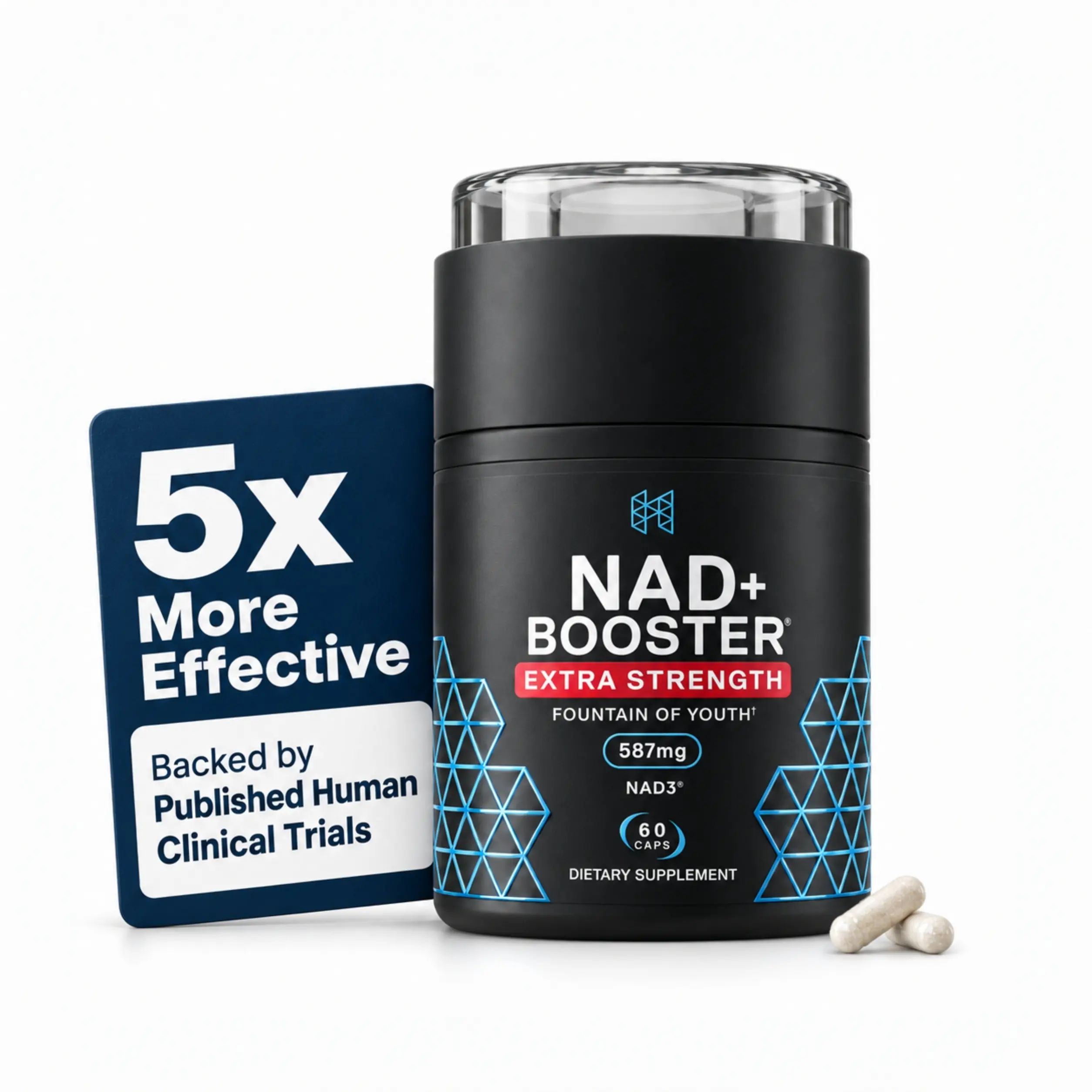HPN NAD3 Extra Strength Dynamine-Infused Natural Dietary Supplement Capsules - 275mg, 60 Count, 1 Month Supply - Limitless Energy, Memory Support, Cellular Energy, Third-Party Tested Daily Nutrition Stack