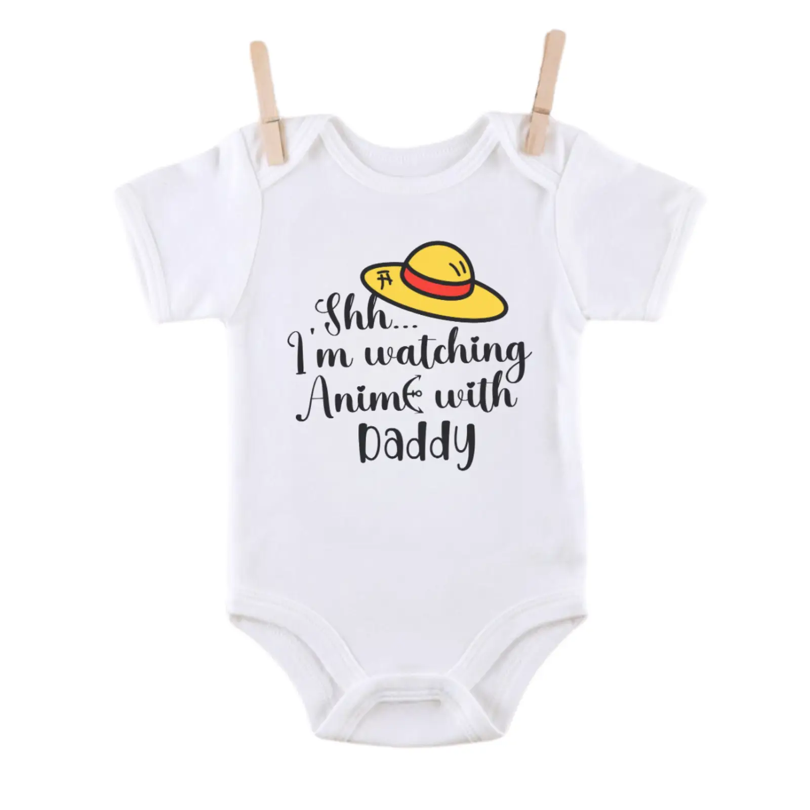 Cute Shh I’m Watching Anime With Daddy Baby Bodysuit, Funny Anime Baby Onesie, Cute Anime Fan Parents Gift, First Father’s Day