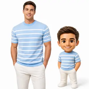 #SummerVibes 2026 Retro Vintage Style Knitted Crew Neck Short Sleeve T-Shirt Unisex Summer Casual Striped Elegant Basic Fashion Top, Shortsleeve, Stylish