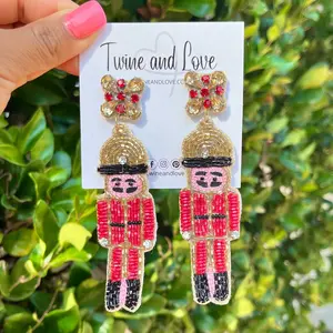 Nutcracker Beaded Earrings (Red)