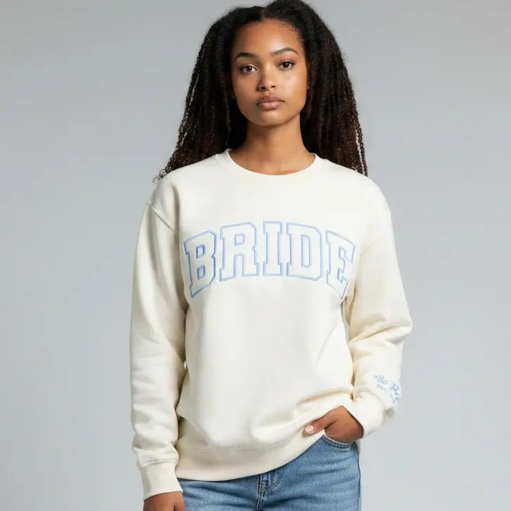 Custom Embroidered Bride Sweatshirt with Last Name | Personalized Bridal Crewneck | Future Mrs Bachelorette Gift | Honeymoon Bride Hoodie