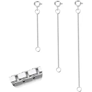 3 count 925 Sterling  Box Chain Necklace Extenders | Durable  Removable Necklace Bracelet Anklet Extension  Making Chains (2 3 4 Inch, 0.8/1mm)