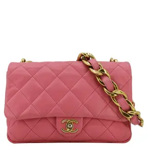 Pre-owned CHANEL Quilted Leather Shoulder Bags CC Funky Town Flap Large Shoulder Bag Pink