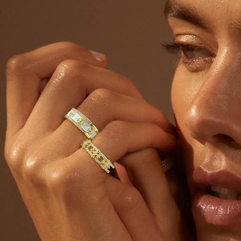 2pcs Cross Promise Rings for Women Eternity Stackable Wedding Open Band Adjustable Finger Statement Engagement Gifts Nickel Free Lead Free