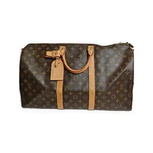 Pre-owned Louis Vuitton Monogram coated canvas with Vachetta leather trim Professional & Technology Bags Keepall 50 Brown monogram with natural Vachetta leather Very Good S014260416051