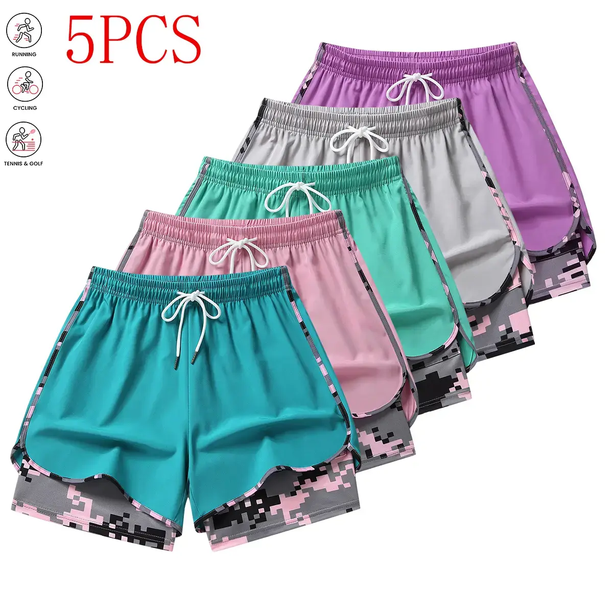 Lake Blue + Pink + Light Green + Light Gray + Purp