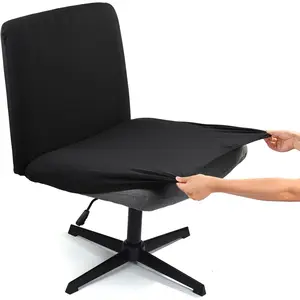 Armless Criss  Office Desk Chair Cover Slipcover,Accent Mid  Wide Swivel Task  Slipper Chair Protector Stretch Removable Without Arms for Accent Chair