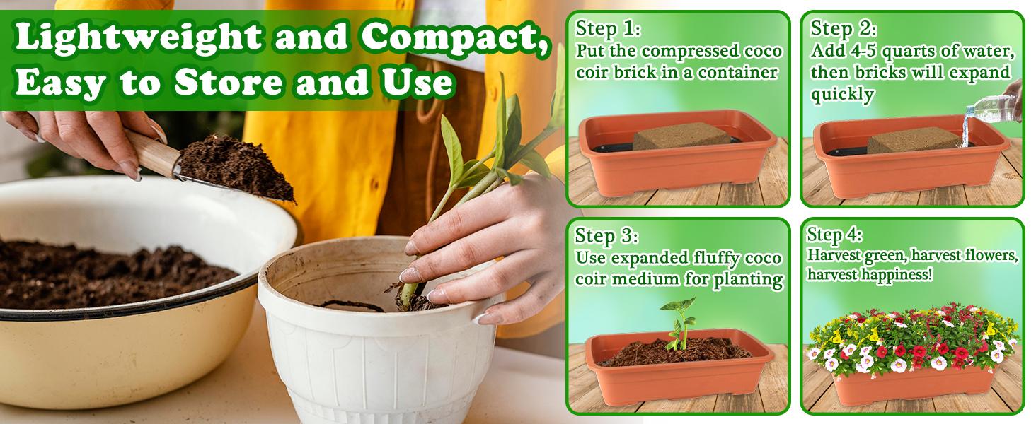 2 Pcs Coco Coir Brick for Plants- 100% Organic Coconut Coir for Garden Soil & Potting Mix, Low EC and pH Balance, Compressed Coconut Husk Fiber for Seed Starter Soil for Indoor Outdoor Plants