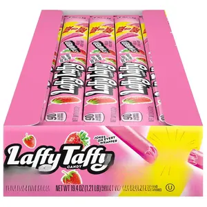 Laffy Taffy Strawberry Flavor Rope Candy 0.81 Ounce Ropes Pack of 24 Individually Packaged for Sharing Fun Chewy Texture and Fruity Flavor USA