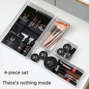 Acrylic Drawer Organizer Set, Cosmetic Storage Box with Compartments, Desktop Makeup Tray, Skincare Organizer for Vanity Table