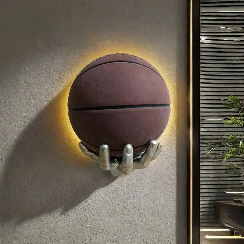 Creative Wall Mounted Basketball Holder, 1 Count Resin Hand Shaped Basketball Display Rack, Display Shelf, Basketball Storage Rack, Home Decor Supplies, Rack Only