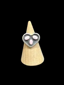 Handcrafted Pink Conch Multi Heart Ring - size 5.5