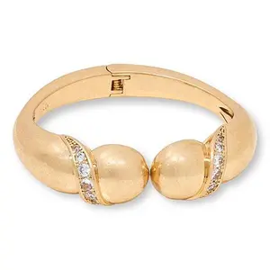 MarlaWynne Teardrop-Shaped CZ-Accented Bangle Bracelet