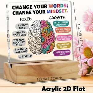 Growth Mindset vs Fixed Mindset Acrylic Sign, Classroom Office Desk Decor, Inspirational Mental Health Gift for Teachers Students