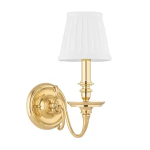 Charleston Sconce - Colonial Charm, Aged Brass Finish, Elegant Pleated Shades, Timeless Lighting Design