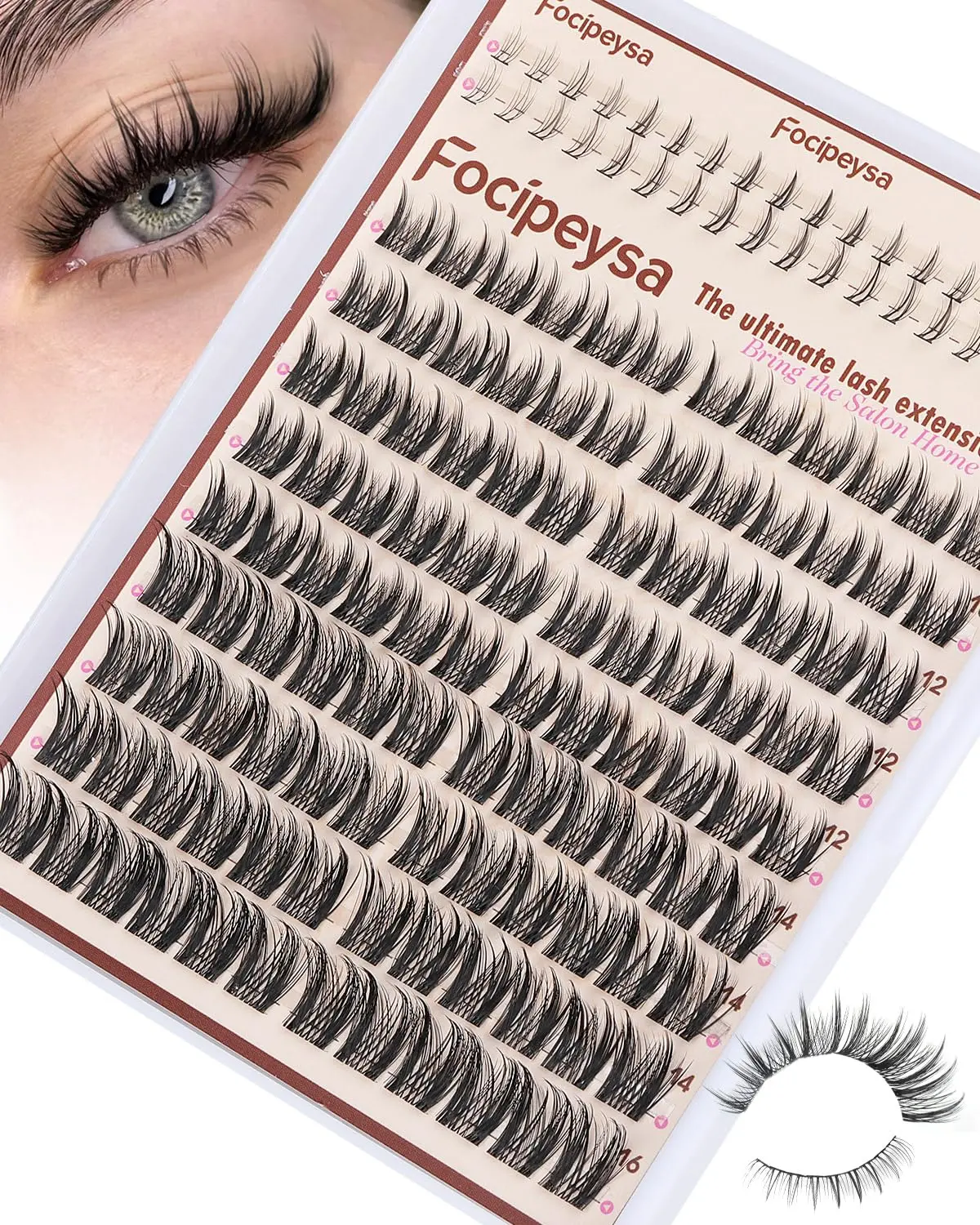 Focipeysa Wispy Lash Clusters Natural Eyelash Clusters Pestañas Postizas Naturales Spiky Manga Lash Extensions C Curly Individual Lashes 10-16mm with Bottom Lashes Clusters DIY Lash at Home