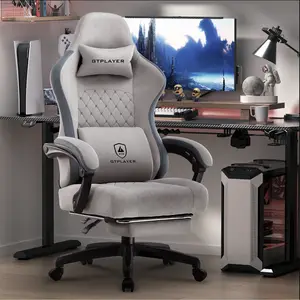GTPLAYER Gaming Chair, Technical Fabric Office Chair with Pocket Spring Cushion, Linkage Armrests and Footrest, High Back Ergonomic Computer Chair