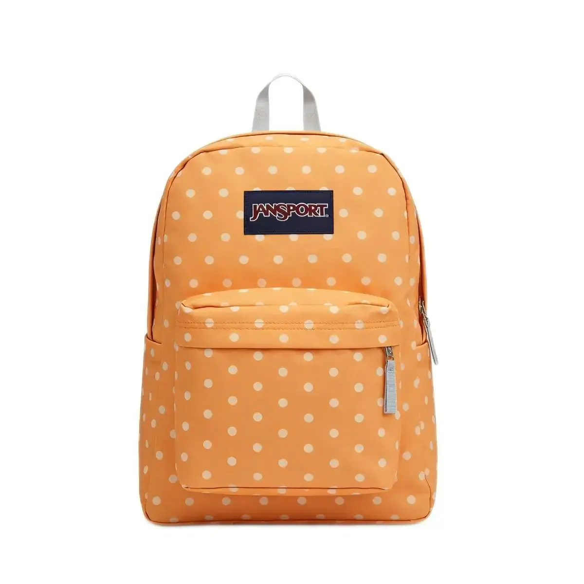 JanSport Large Capacity Casual Backpack Orange White Polka Dot Print Lightweight Fashion Unisex Backpack For Daily All-purpose Use