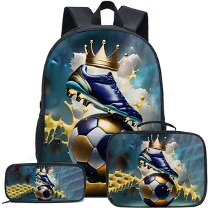 Large Crown Soccer Backpack, Big ' Three-Piece Set Backpack