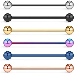 6-12PCS 14 Gauge Industrial Barbell Cartilage Earring Body Piercing Jewelry 35mm 38mm 40mm