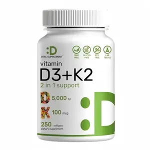 Vitamin D3 5000 IU + K2 (MK-7) 100 mcg Softgels - Bone & Immune Support, 250 Count, Non-GMO, Gluten Free