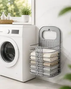 Foldable PP Wall-Mounted Laundry Basket - Space-Saving Hanging Hamper for Bathroom, Laundry Room (Ideal for Small Spaces)