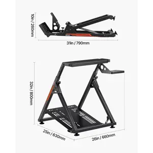 VEVOR Racing Wheel Stand, Adjustable Foldable Simulator Stand for Logitech G923 G920 G29 G27, Thrustmaster T300RS TX F458 T500RS T3PA-PRO(F1/GT) Gaming Cockpit, Pedals Simulator NOT Included, Compact