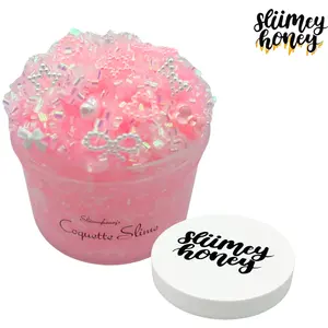 6oz Sliimeyhoney - Coquette Sugar Plum Scented Bingsu Bead Crunchy Slime With Cute Coquette Sprinkles
