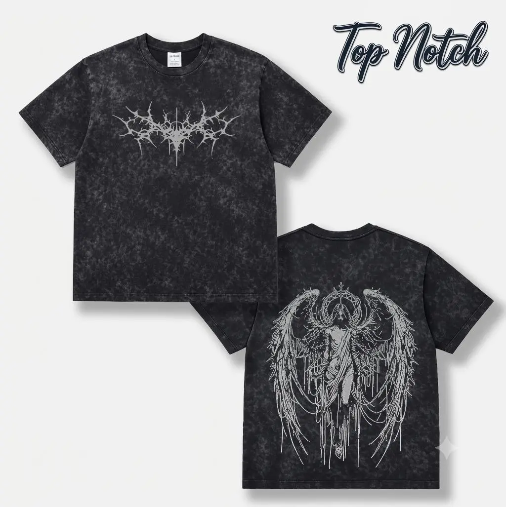 Dark Angel Wing Vintage Washed Tank Top, Gothic Thorn Graphic Sleeveless Tee, Oversized Punk Metal Streetwear Y2K Grunge Gym Workout Casual Unisex Techwear Fashion