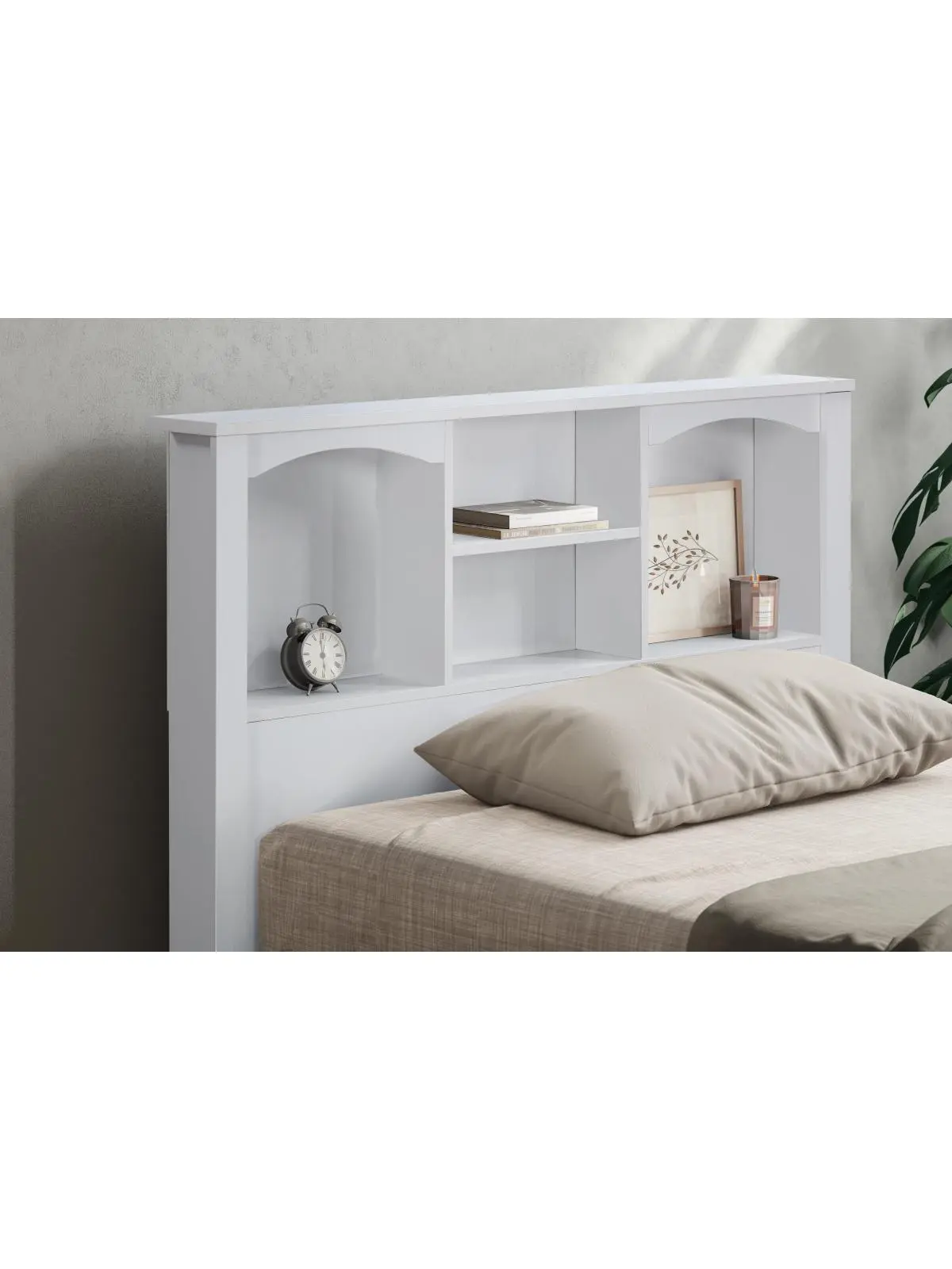 OS Home & Office Furniture 6001 Twin Size Bookcase Headboard, White
