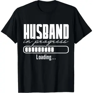 100% Cotton Husband in Progress Engaged Engagement Announcement Married T-Shirt