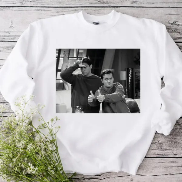 Chandler and Joey Sweatshirt, Friends TV Show Sweatshirt, Matthew Perry Sweatshirt,  Friends Character Holiday Sweatshirt, TV Show Fan Apparel, Sitcom Character Merch, Sarcastic Holiday Sweatshirt, Festive Humor Sweatshirt, Christmas Character Sweatshirt