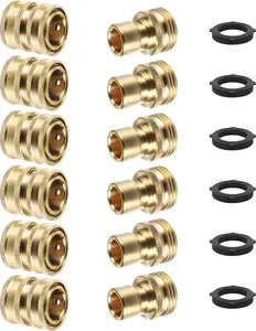 6 Sets Brass Quick Connect Hose Fittings, 3/4 Inch Garden Hose Quick Connect, Water Hose Connectors