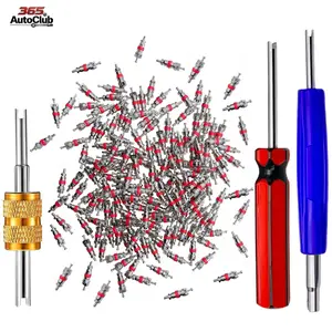 103 Pcs Premium TPMS Safe Valve Core Removal Tool Set, 100 Pcs Nickel Plated Brass Valve Cores, Valve Core Kit for Cars Trucks Semi-Trucks Motorcycles Bikes HVAC Applications Auto Tire Repair Accessories