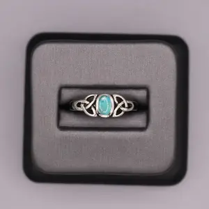 Sterling Silver Stone Ring - Celtic Knot Turquoise