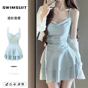 Swimsuit Female Skirt Style Siamese Conservative Slim Girl Korean Style Ins Style Fairy Style Blouse Sun Protection Hot Spring Swimwear