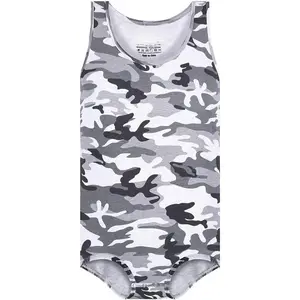 Mens Adult Onesie Camouflage Vest Cotton Pajama Jumpsuits One count Sleeveless  Bodysuit