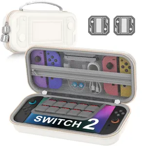 Switch 2 Carrying Case with Protective Hard Shell, 24 Game Card Slots, Mesh Pocket Compatible with Nintendo Switch 2 (2025)/Switch/OLED Accessories, White