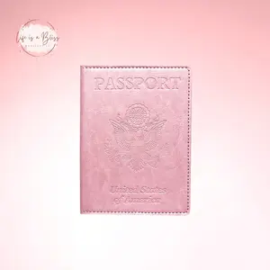 US Passport Holder, Sturdy and Durable PU Leather Cover pink multifunctional