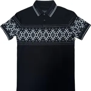 Black & White Aztec Polo - Men's Stylish Short Sleeve Shirt with Unique Aztec Pattern for Casual Wear