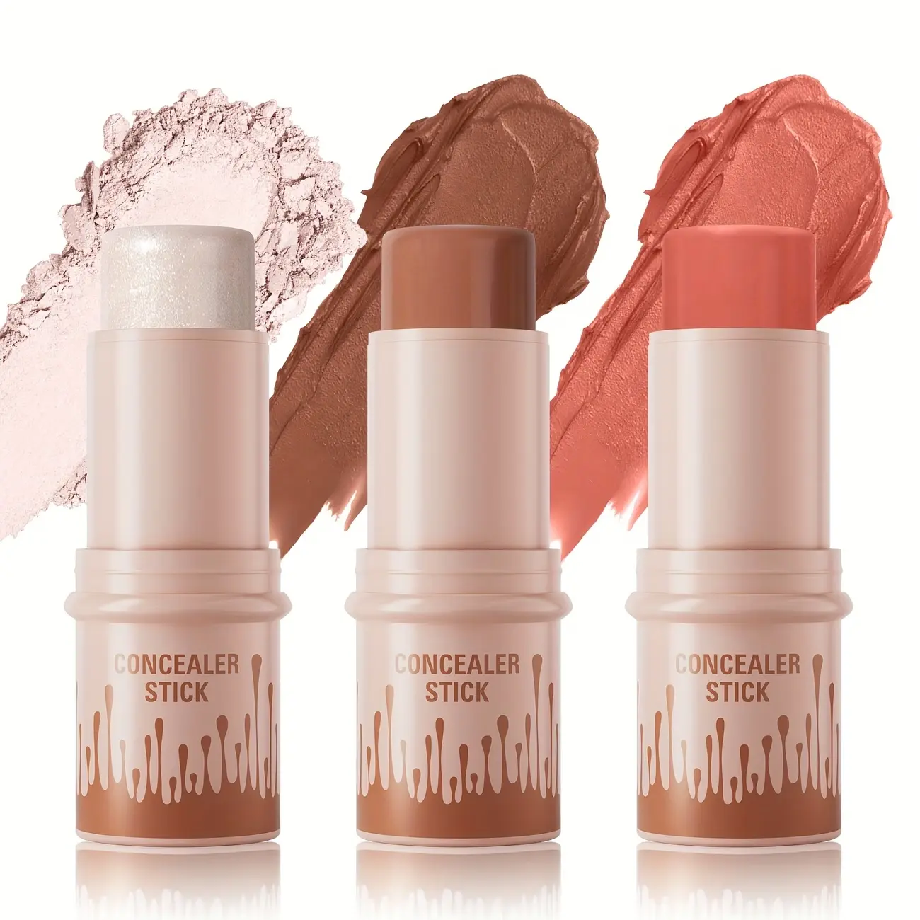 3pcs  Multi-color Contour Stick Long-lasting Waterproof And Sweat-proof Contour Stick Tick Form for Easy Application, Brightening Contour & Highlighter
