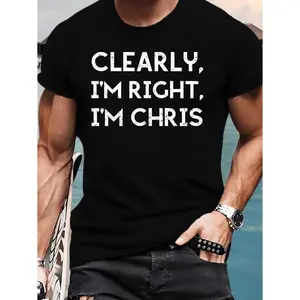 Summer T Shirt for Larger Men with Chris Right Graphic Print Short Sleeves Trendy Casual Tops for Everyday Wear Designed for Big And Tall Individuals Plus Size