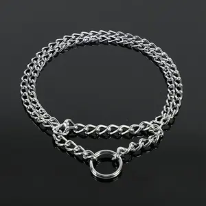 Pet Comfortable Breathable Dog Collar, Adjustable Dual-Row Triple Row Retractable Chain, Three-Ring Anti-Choke Training Collar